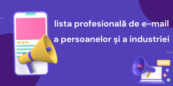 lista profesională de e-mail a persoanelor și a industriei